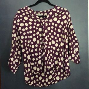 Jessy B (ModCloth) purple/ cream polka dot blouse